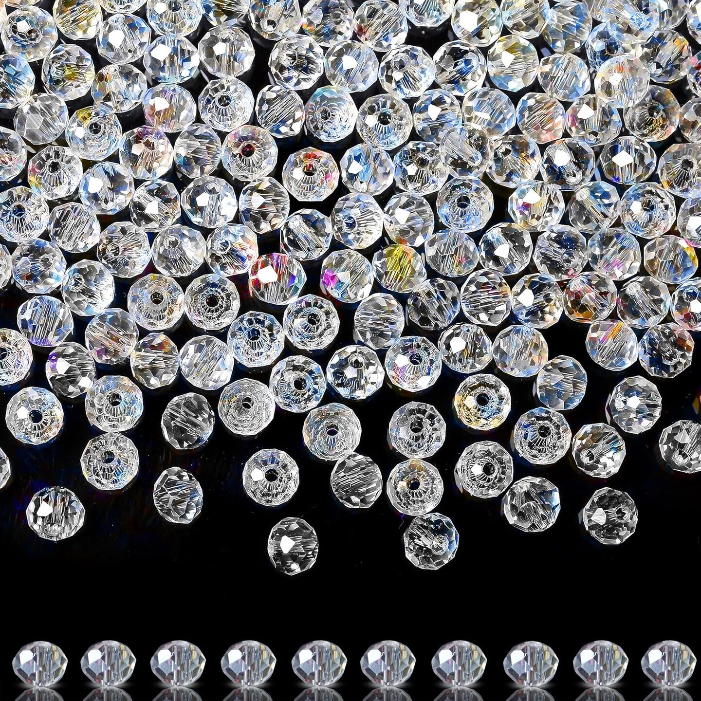 400pcs Crystal Beads Glass Beads for Jewelry Making(A# White)