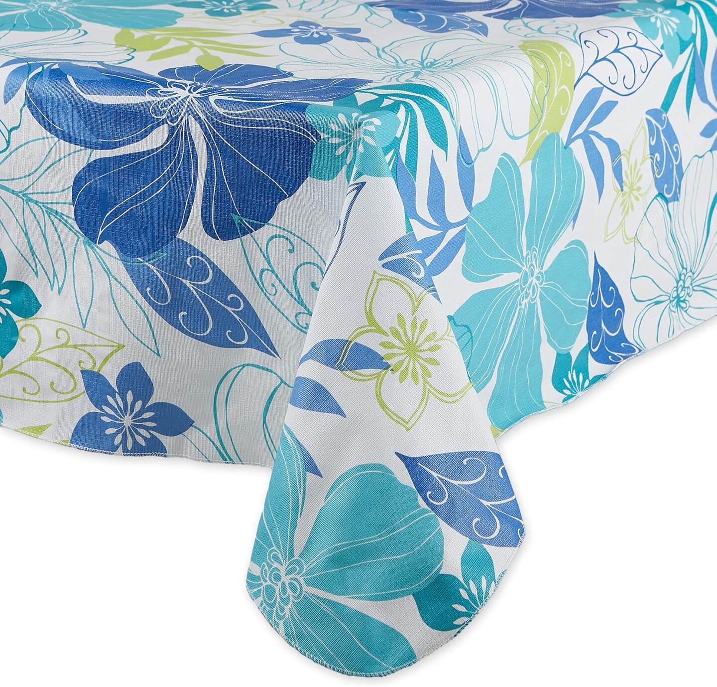 Summer Vinyl Table Cover Collection Flannel Backed Floral Tablecloth