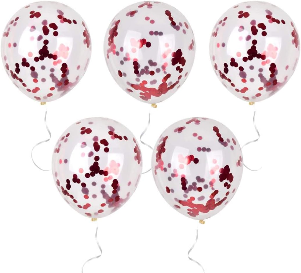 Red Confetti Balloons - 12inch, 50 Pcs Latex Balloons for Birthday
