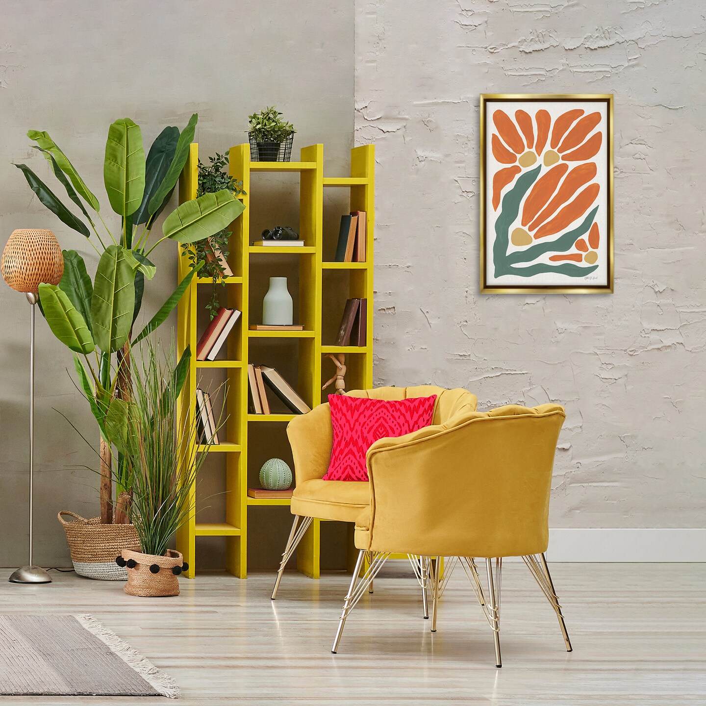 Stupell Industries Midcentury Orange Blooms Floating Frame By Yvette St. Amant