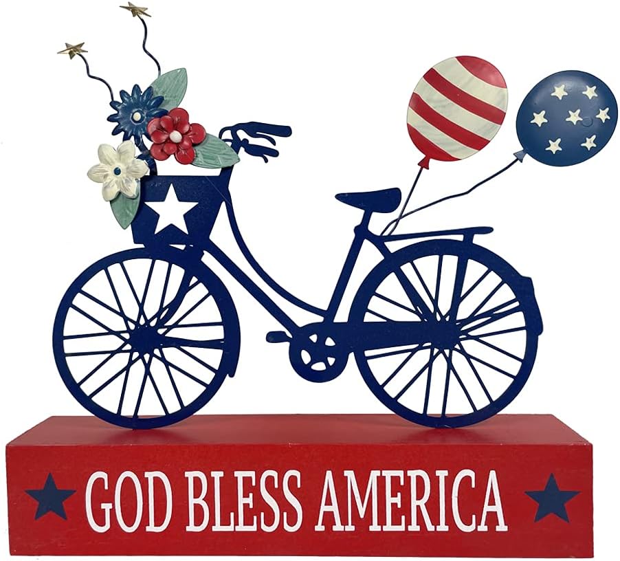 Patriotic American Flag Balloon Bicycle Table Decor(Red, White)