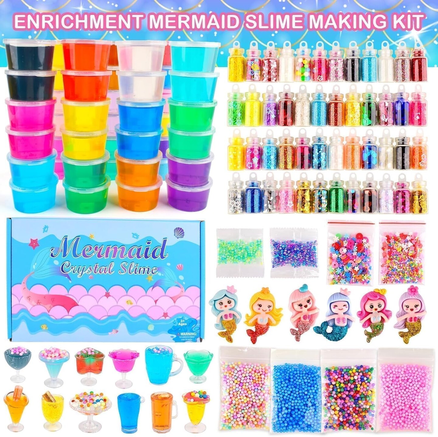 116pcs Large Package Slime Kit (36-Clear 6-Butter Slime, 45ml*42)