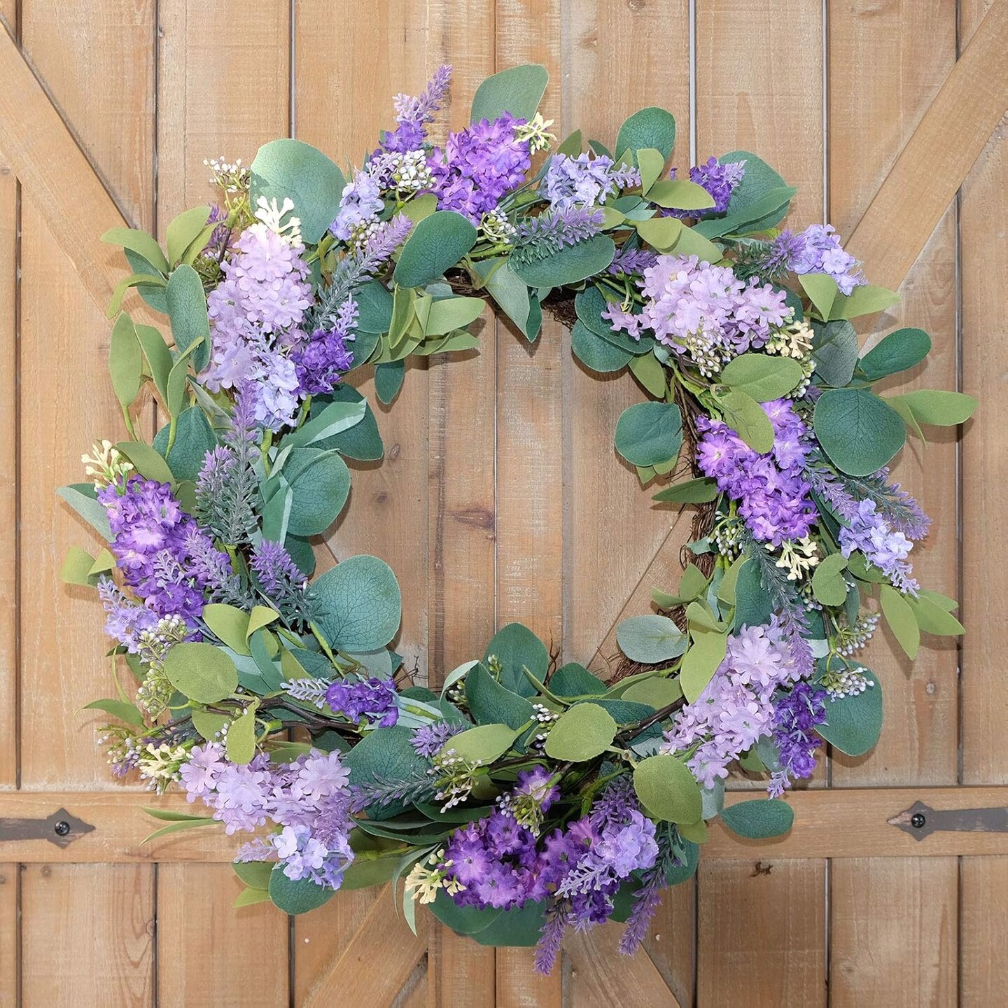 18”Artificial Flower Eucalyptus Leaves Wreath Rustic Farmhouse