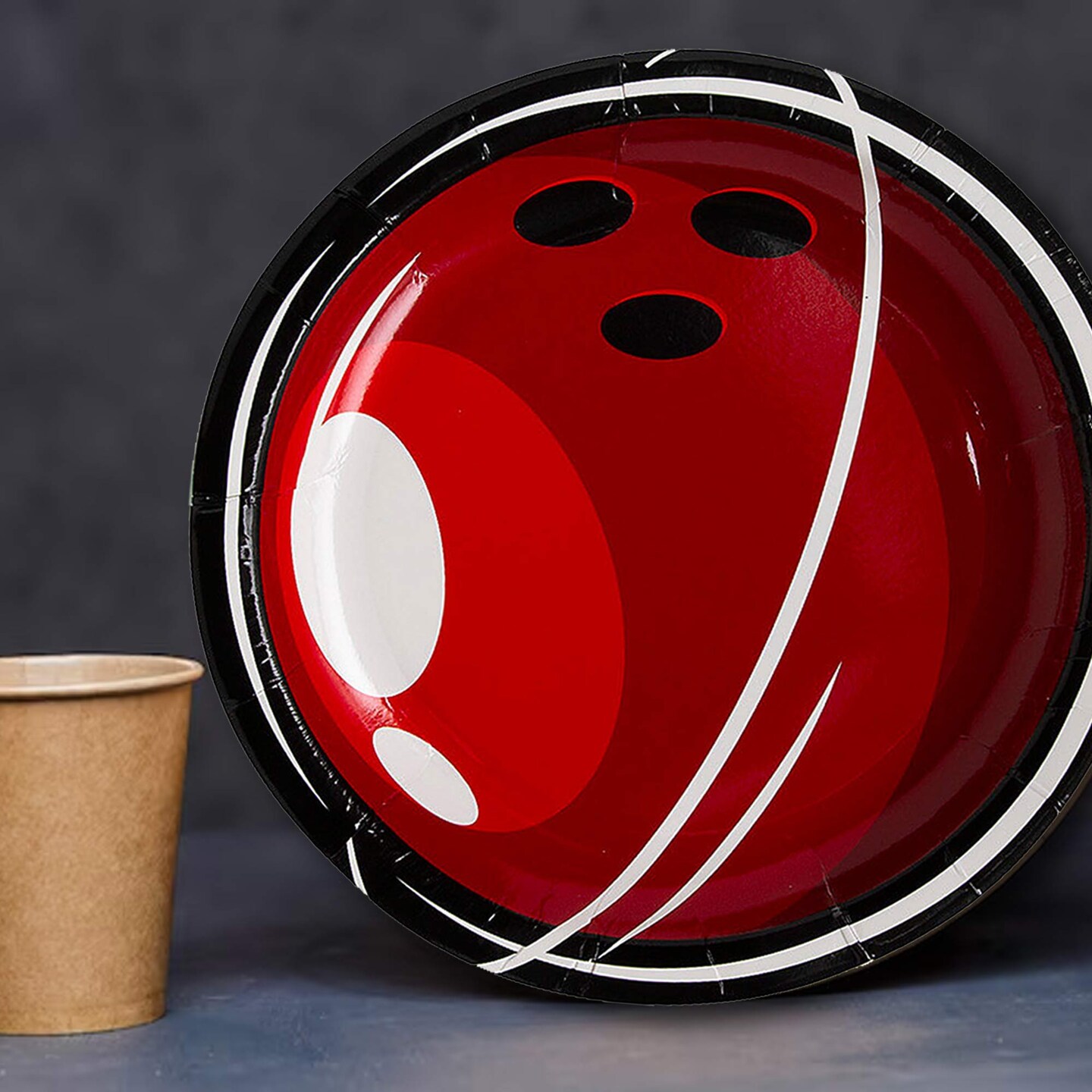 8 Ct. Bowling Party Dessert Plates 7.5&#x22; Red Bowling Ball Paper Plates for Sports &#x26; Birthday Themes