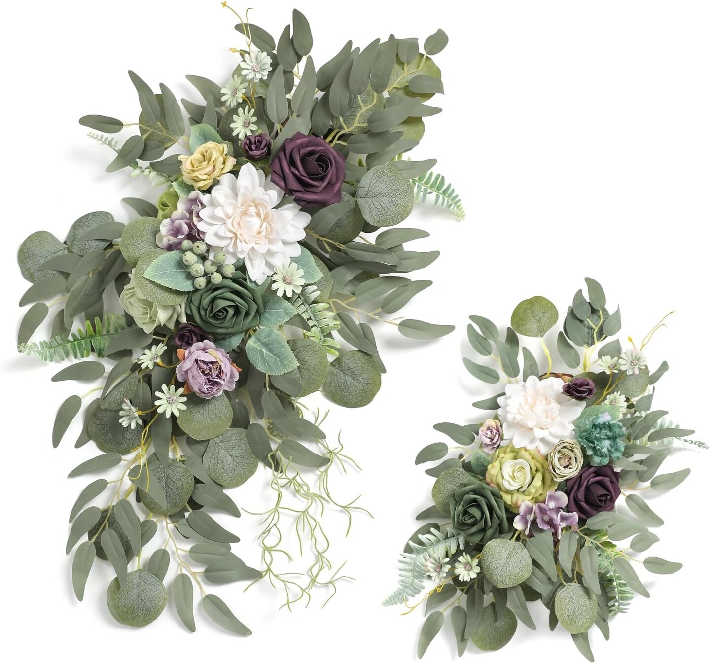 Purple Faux Flower Swag Set of 2 for Wedding Welcome Signs Floral