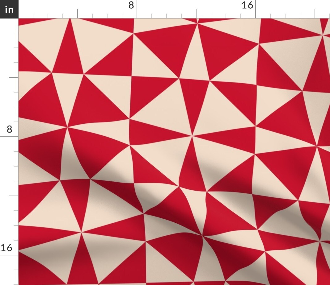Geometric Abstract Cheater Quilt Scandinavian Scandi Patchwork Mcm Midcentury Topper Red Bold Square Bohemian Eclectic Modern Farmhouse Two Custom Printed Fabric by Spoonflower Various Fabrics by the Yard or Fat Quarter