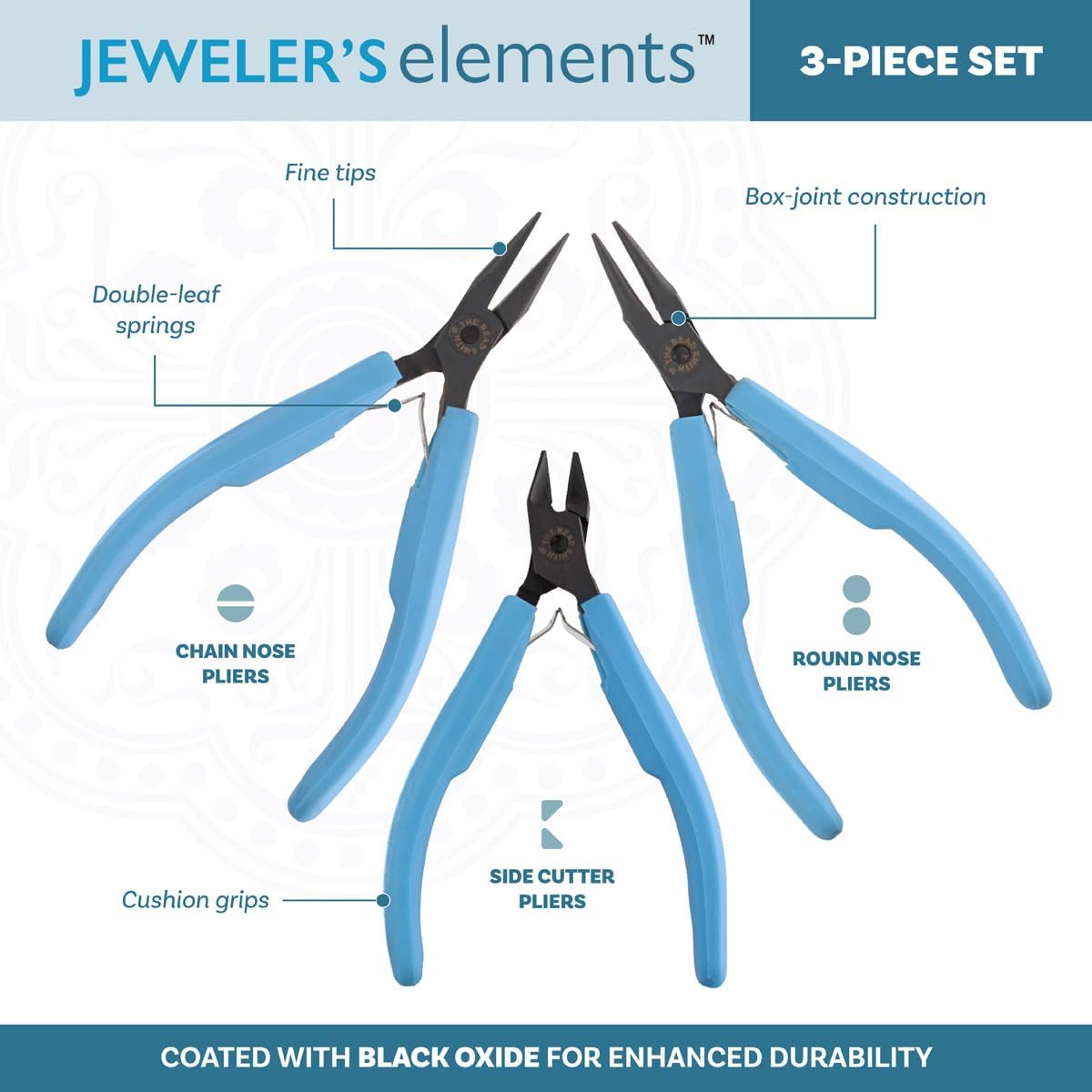 The Beadsmith Chain Nose Pliers - Jeweler&#x2019;s Elements - Black Oxide Coated Jewelry-making Tool for Bending Wire and Closing Jump Rings