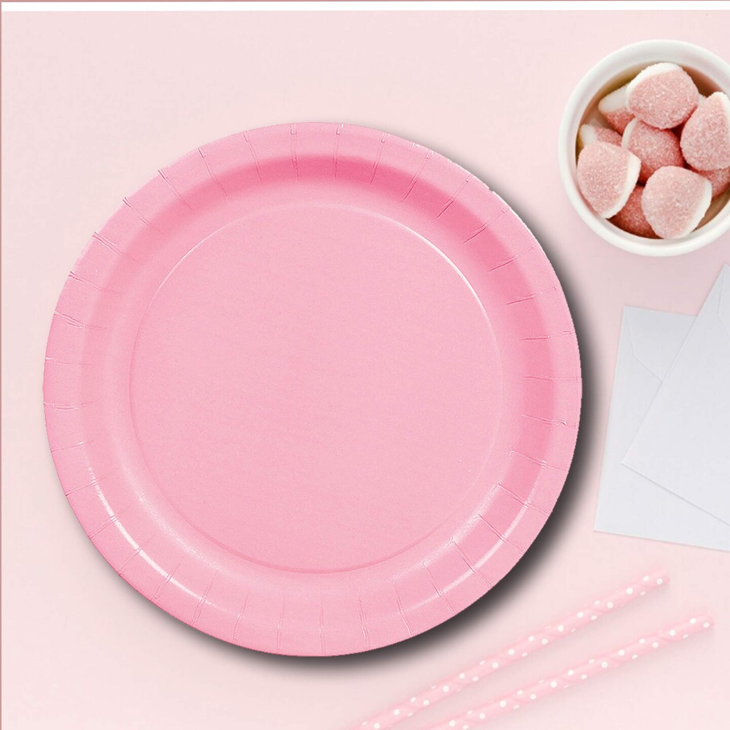 24 Count Round Pink Dessert Plates 7 Inch Paper Disposable Tableware for Any Event