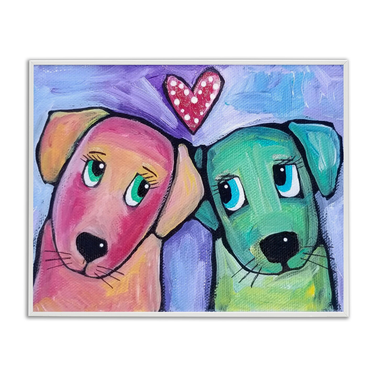 Stupell Industries Vivid Pink & Green Puppy Love Framed Giclee By Nettie Price