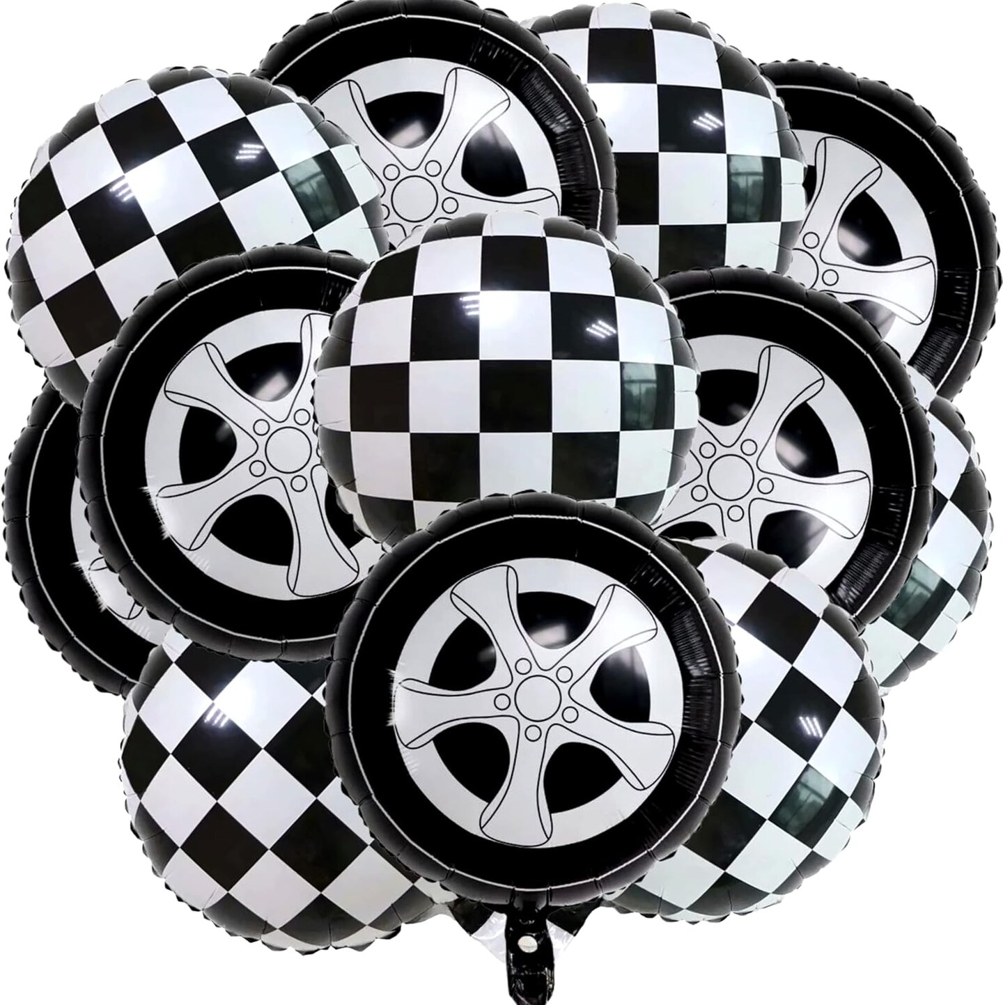 12 PCS 18 Inch Race Car Mylar Foil Balloons