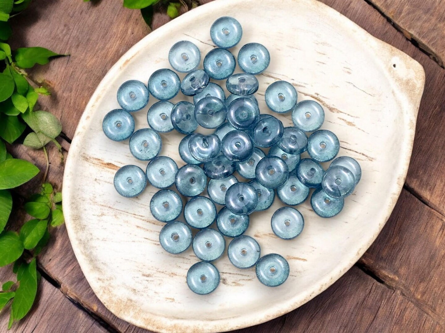 *50* 6x2mm Transparent Slate Blue Picasso Smooth Rondelle Beads