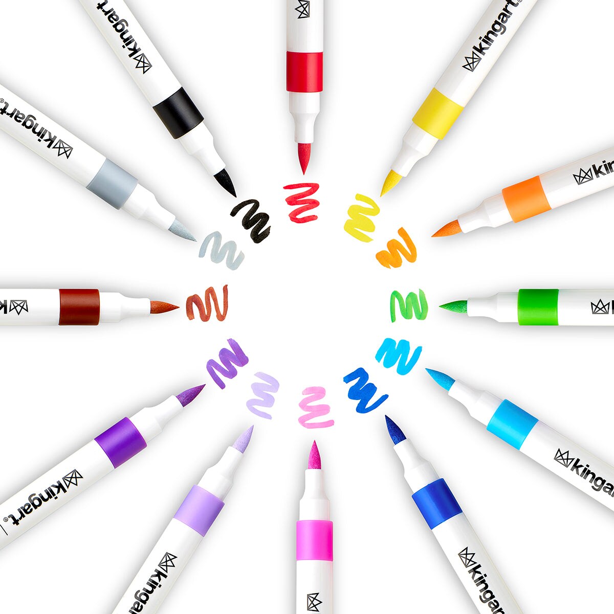 KINGART&#xAE; Acrylic Brush Tip Markers, 24 Colors