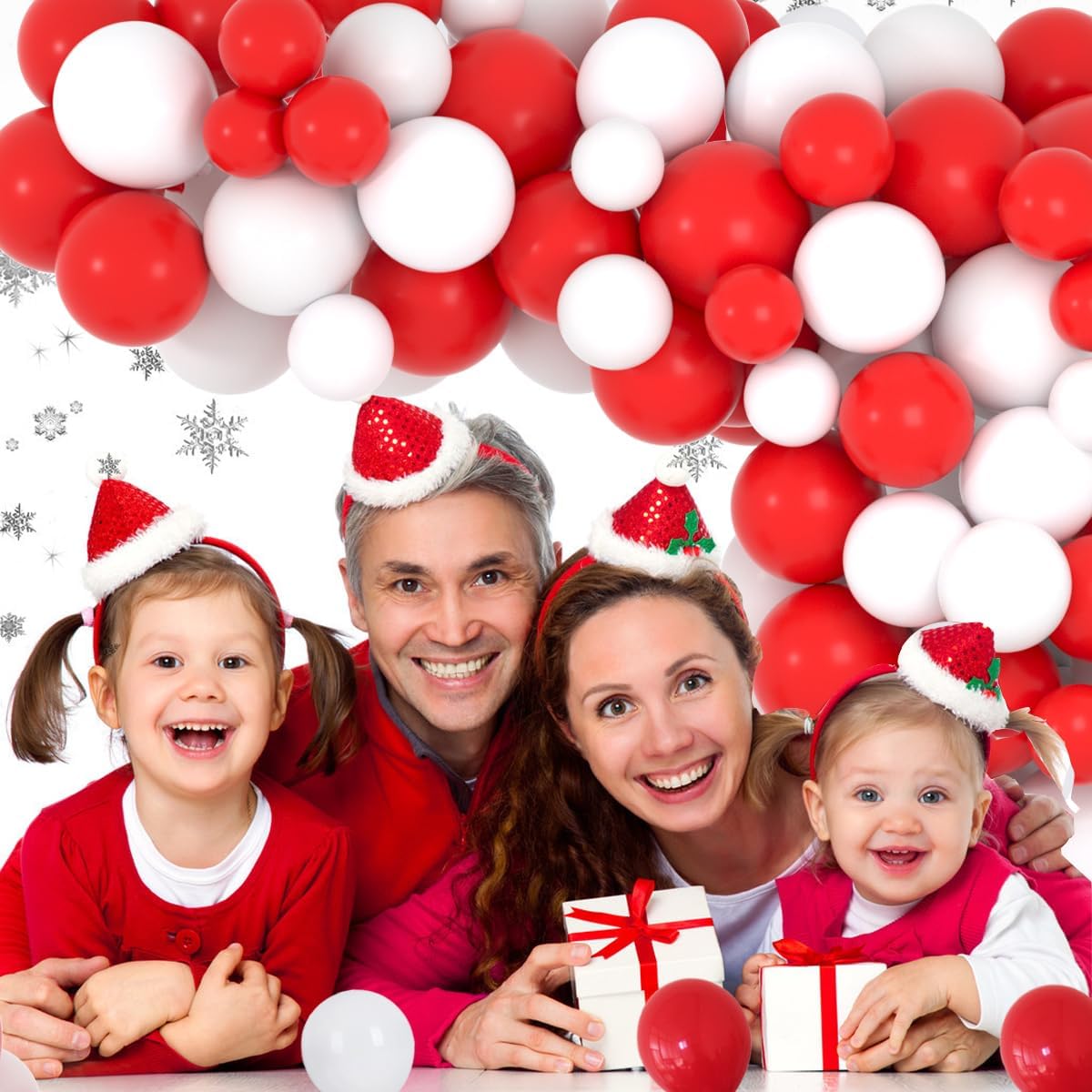 Red White Balloon Garland Arch Kit, 122PCS White and Red Balloons Red White Party Balloons(Red White)