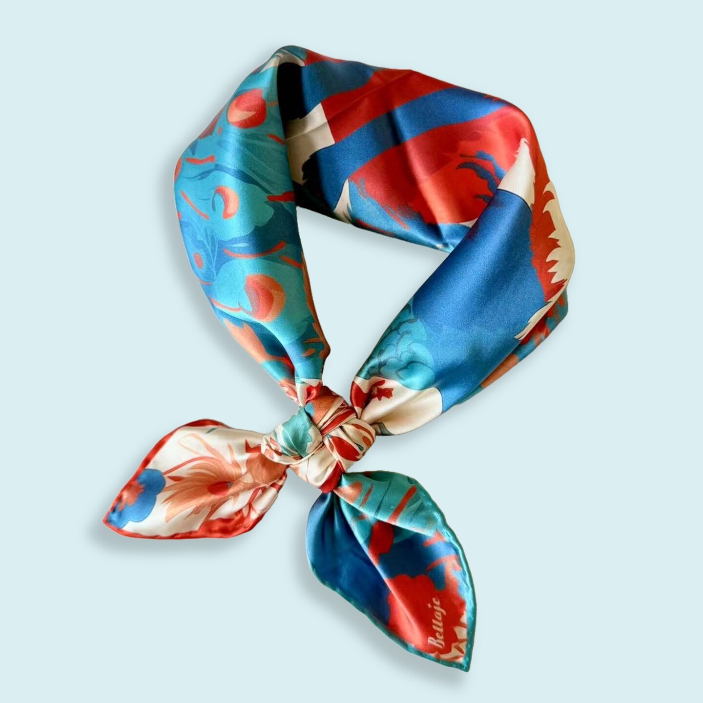 Pure Silk Square Scarf - Fox and Peacocks 27 In, Mulberry