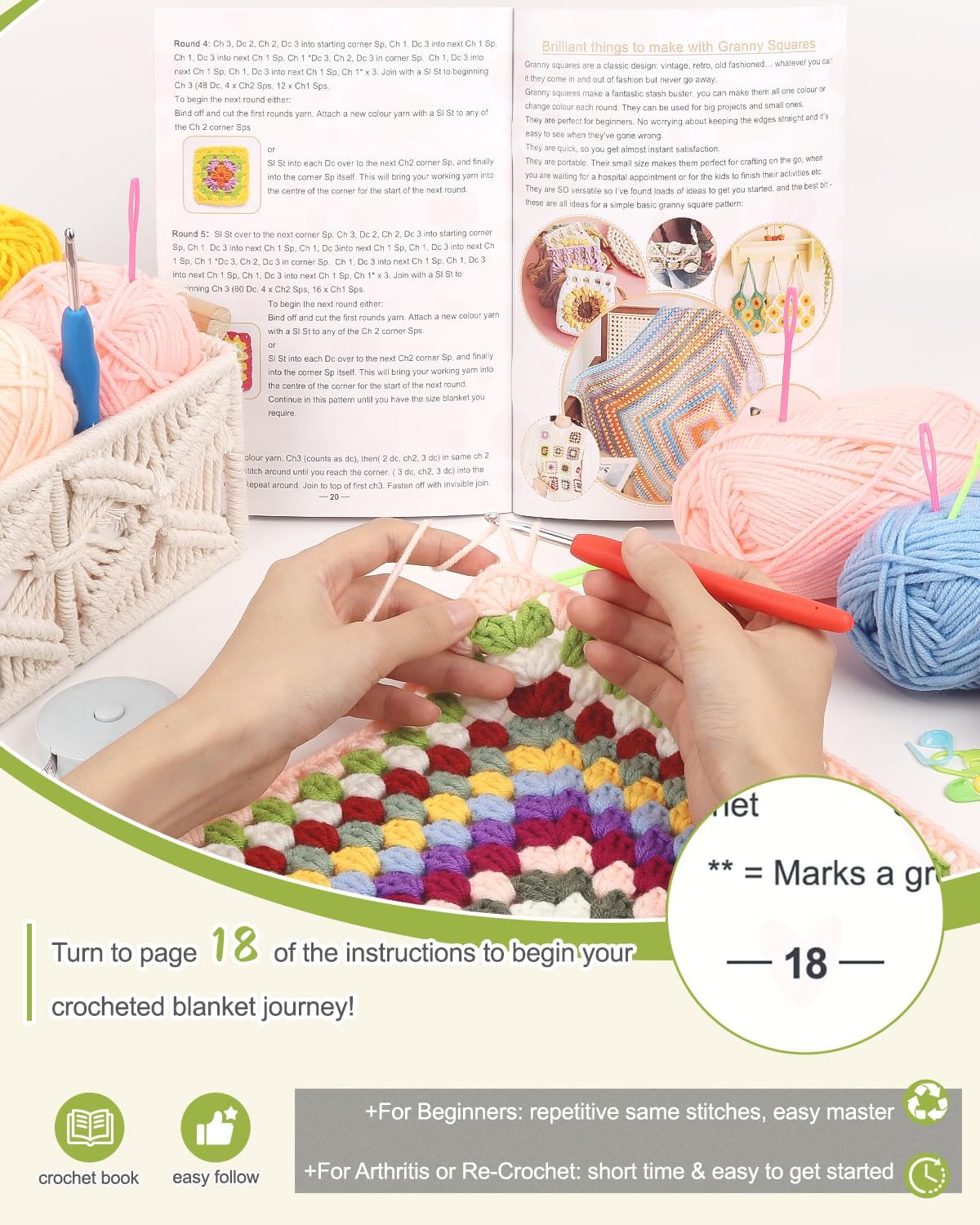 Crochet Granny Squares Blanket Kit