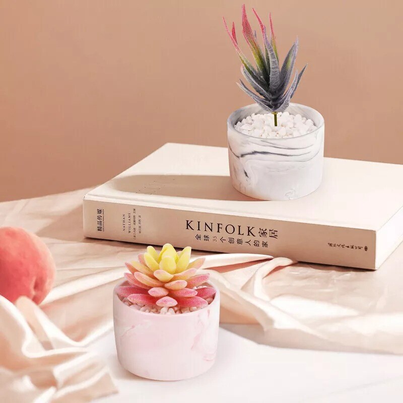 Set of 2 Mini Potted Artificial Succulent Plants