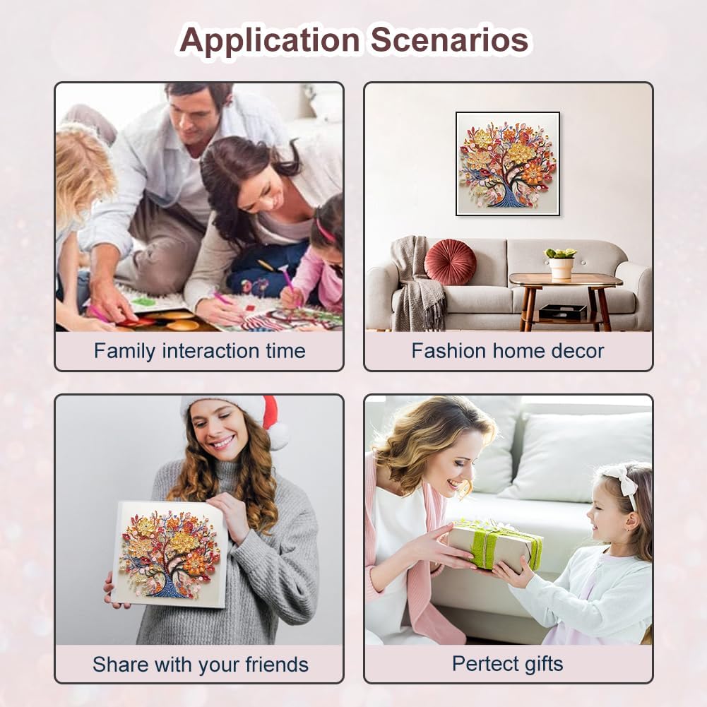 5D Tree of Life Special Shape Diamond Art for Beginners,12×12inch