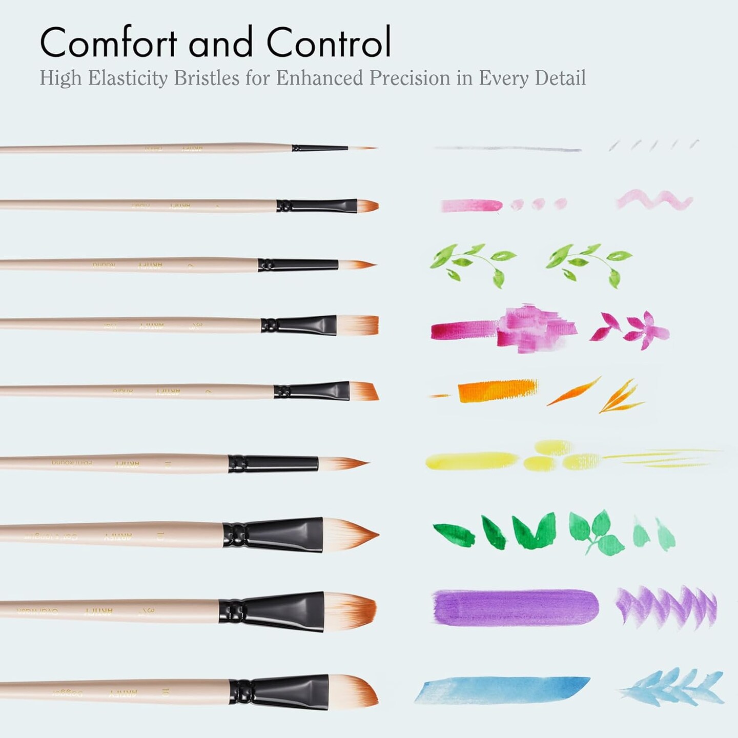 ARTIFY Watercolor Brush Set, 17 Pcs Professional Paint Brushes with Case for Beginners and Artists, Various Shapes, Optimized Hairs for Watercolor, Gouache, Ink, Tempera, and Fabric Painting