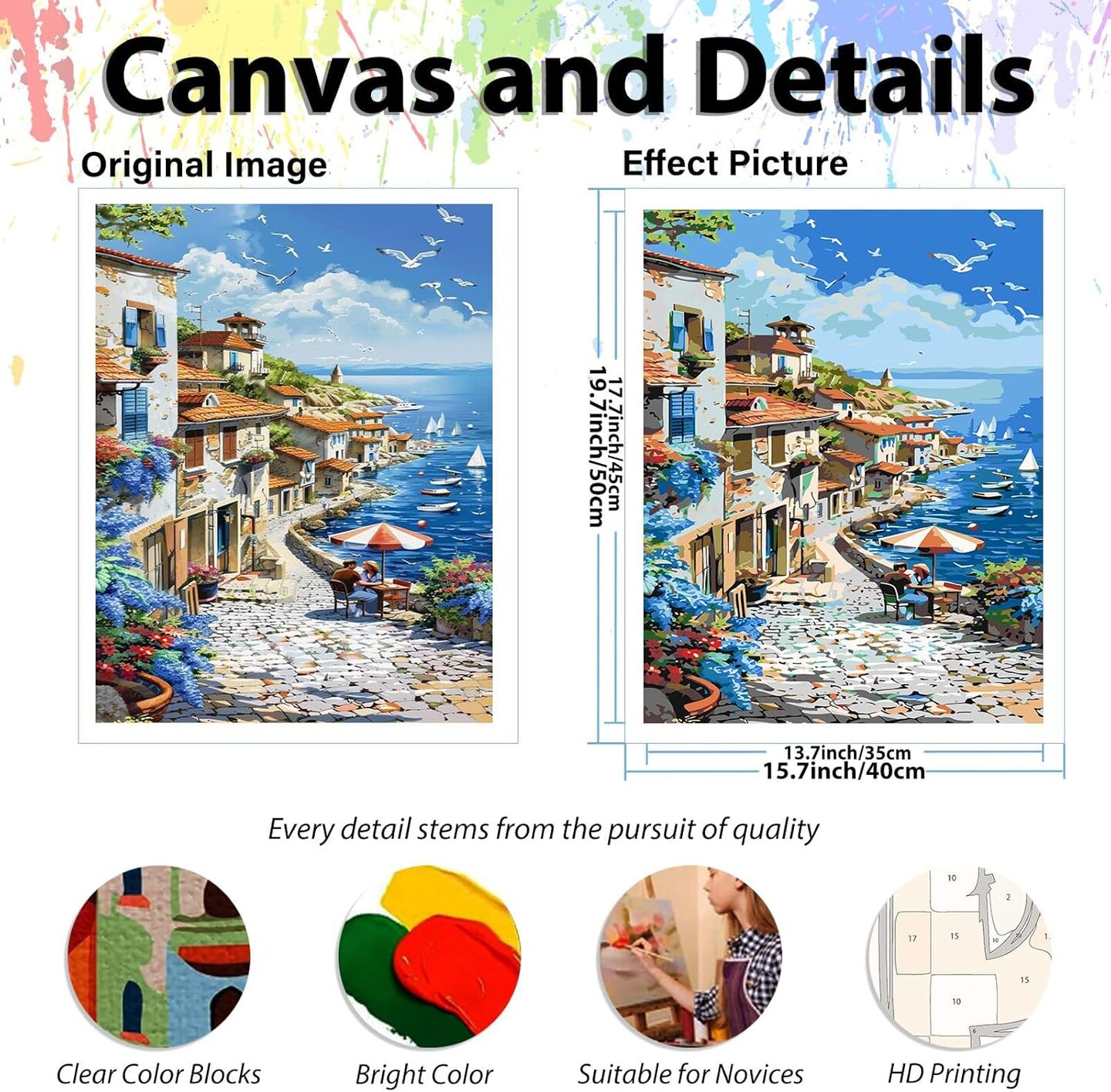 Seaside Paint by Numbers Kit for Adults- 16x20 Inch