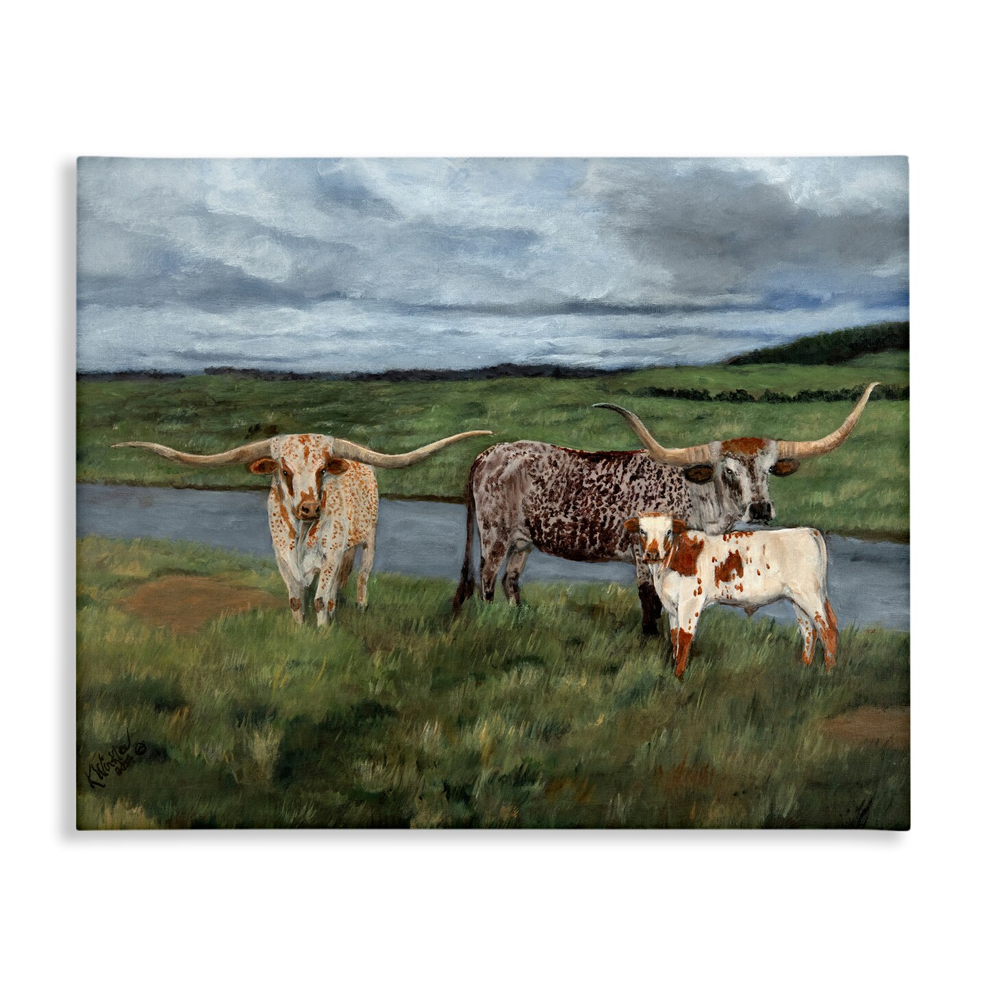 Stupell Industries Longhorn Cattle Trio Canvas By Kathy Winkler 