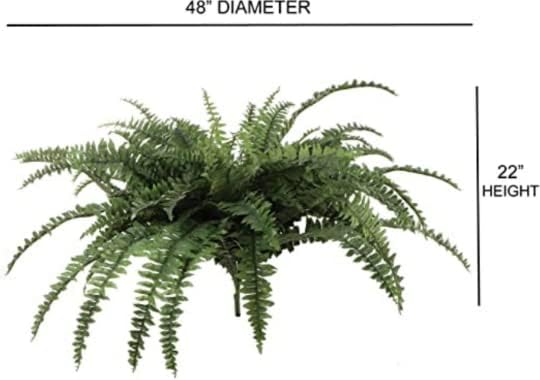 3-Pack – 48” Artificial Boston Ferns with 88 Fronds – Indoor/Outdoor Silk Greenery for Hanging Planters, Office or Patio Decor