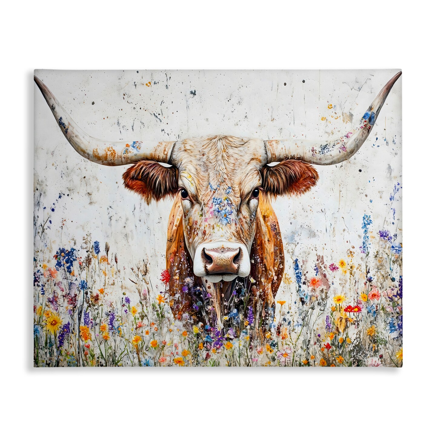Stupell Industries Texas Longhorn Speckled Flowers Canvas By Franklyn Gregory