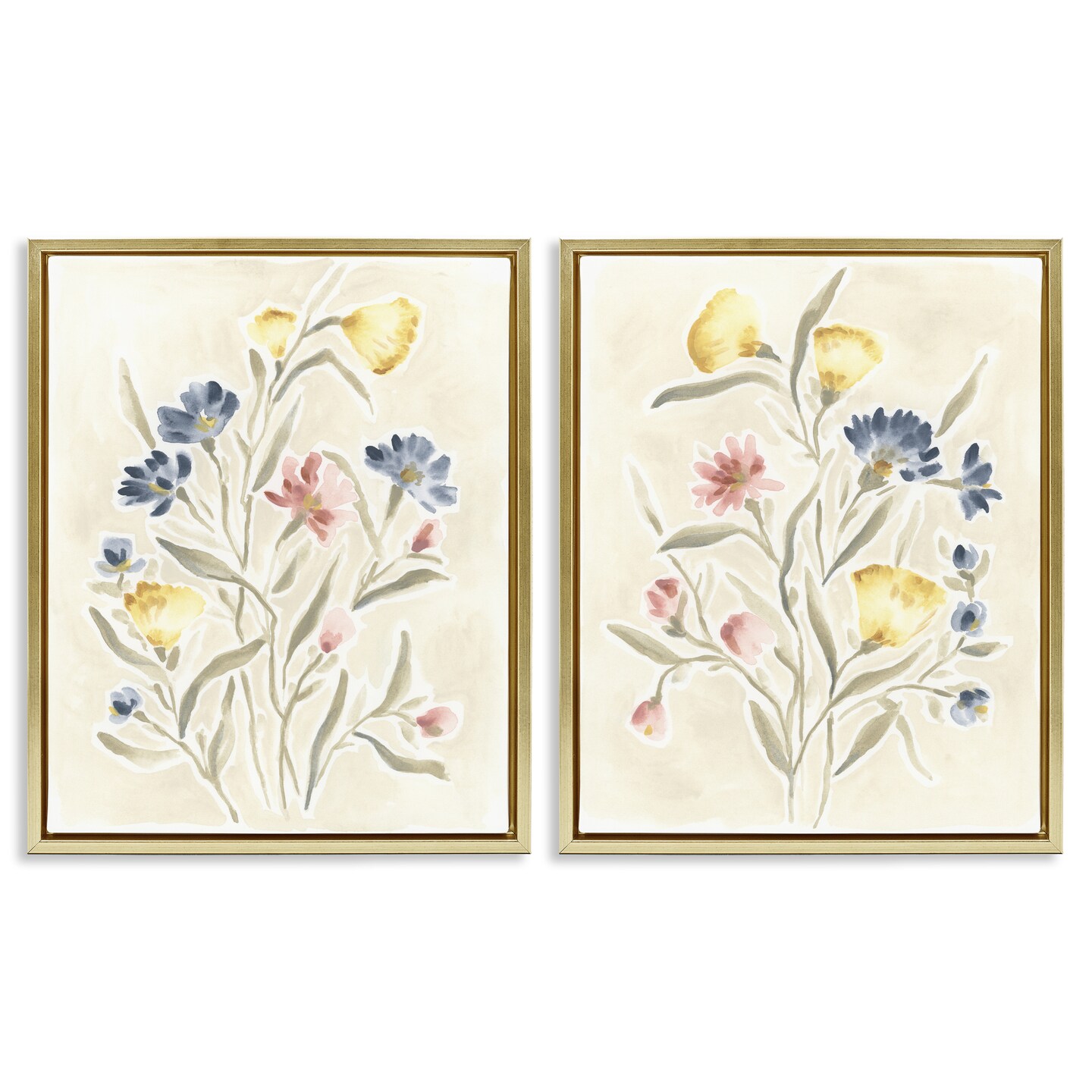 Stupell Industries Soft Cottage Posies 2pc Floating Frame Set By June ...