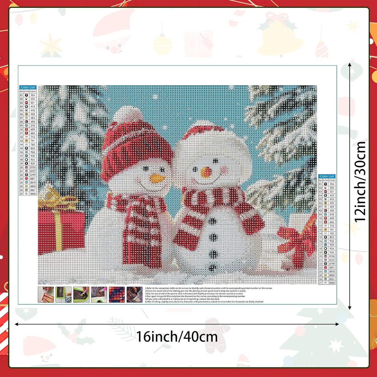 Snowman Diamond Art Painting, 12x16 Inches