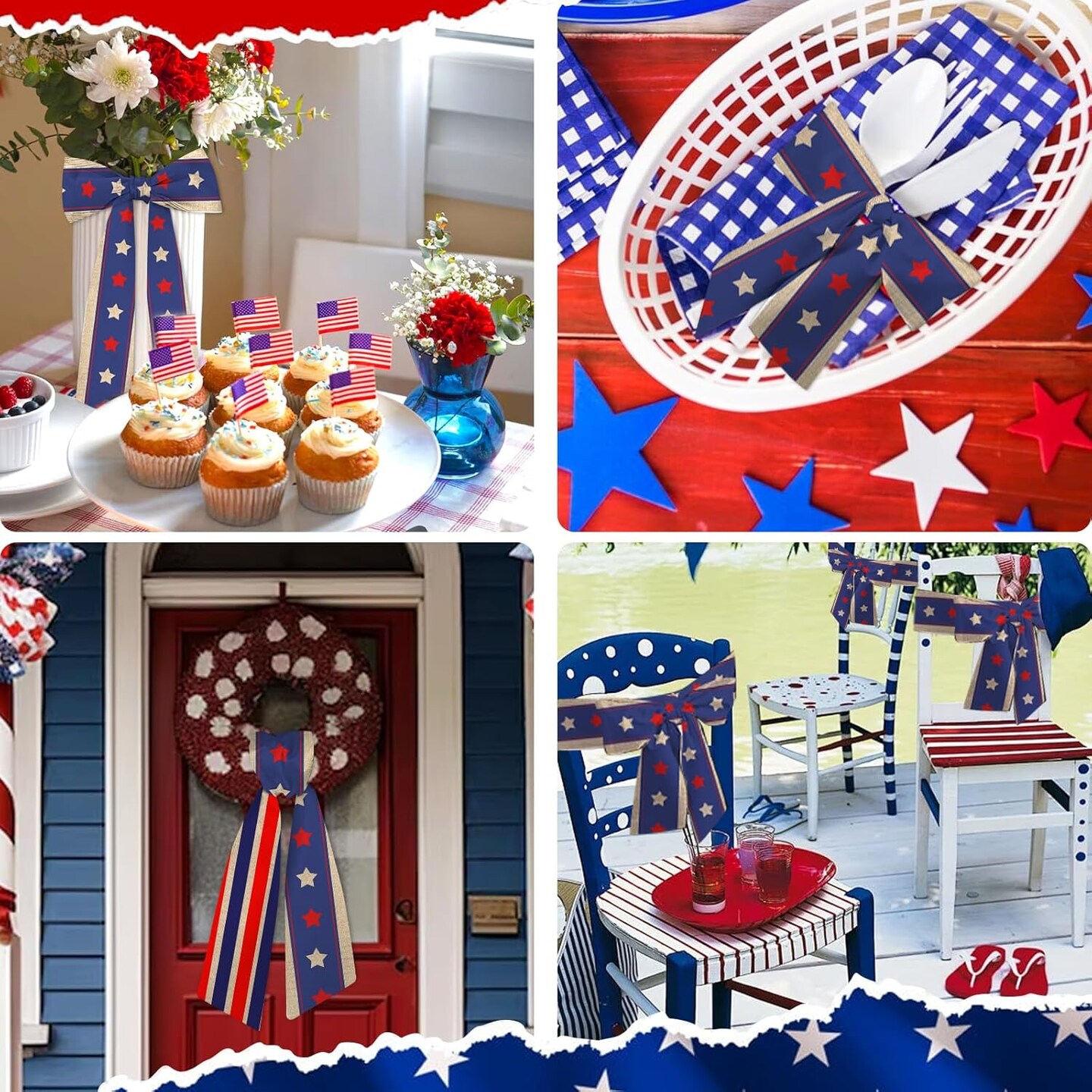 Patriotic Wreath Sash for Front Door Sash (56'' x 4.5''), (Brown)