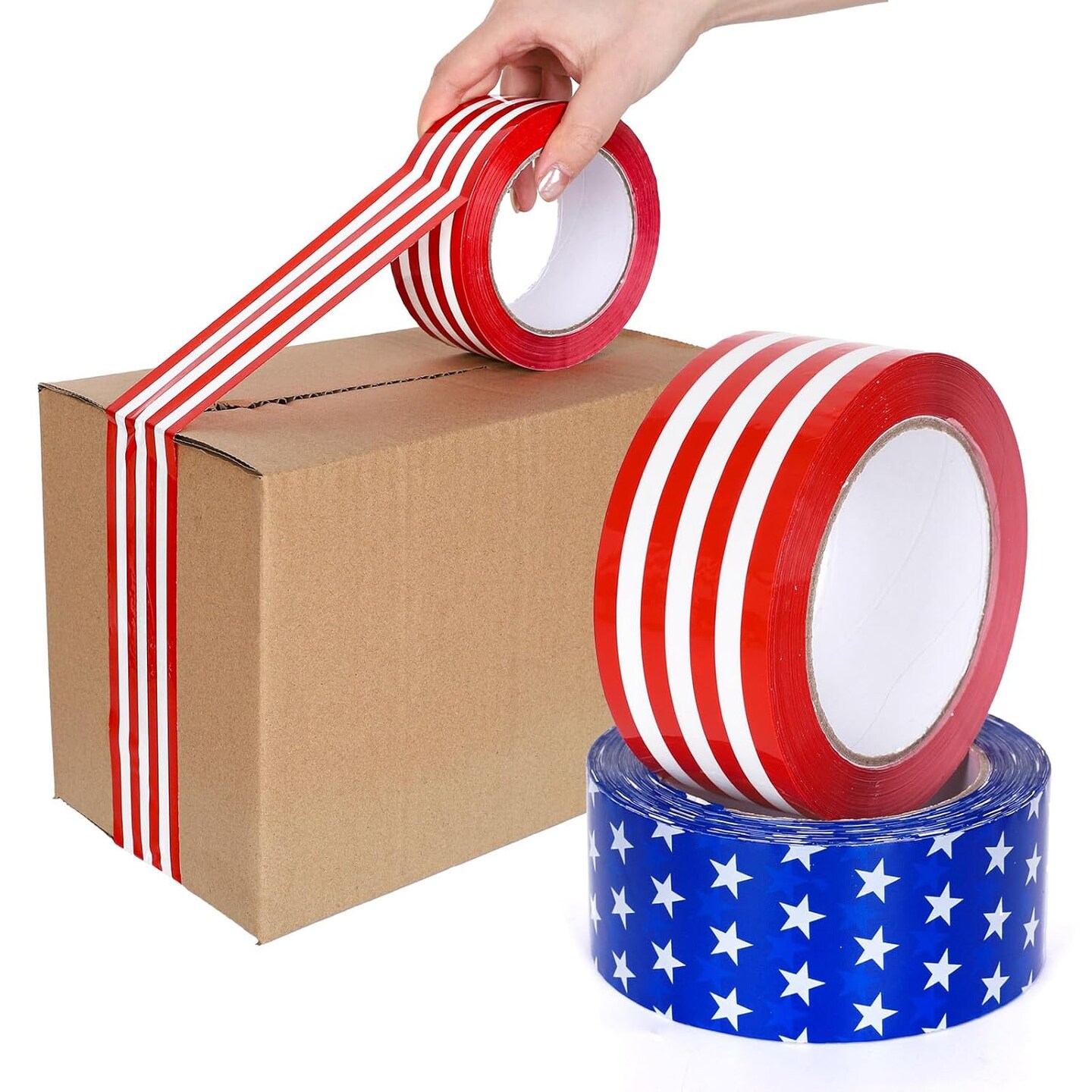 Patriotic Packing Tapes 4th of July Star and Striped Tape for Crafts