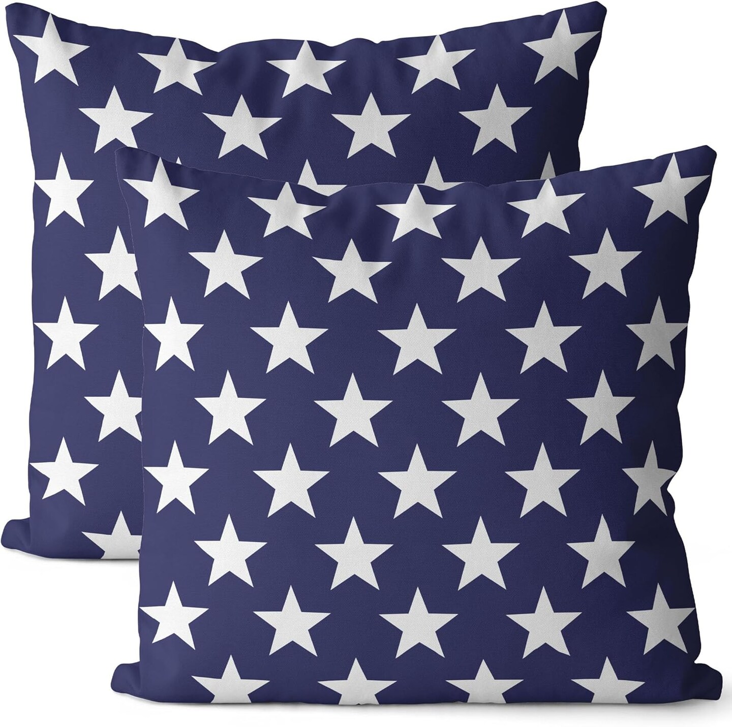 4th of July Throw Pillow Covers Set of 2 16x16 Patriotic Blue Stars