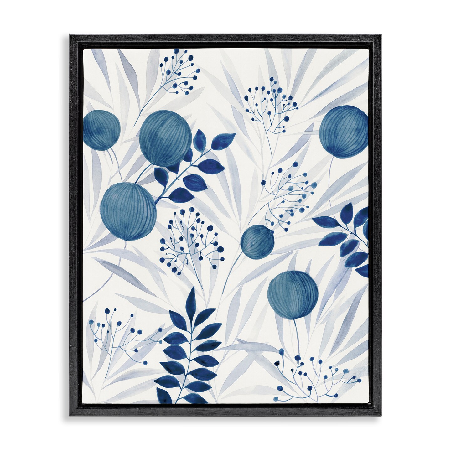 Stupell Industries Rounded Blue Plant Shapes Floating Frame By Hannah Dawson