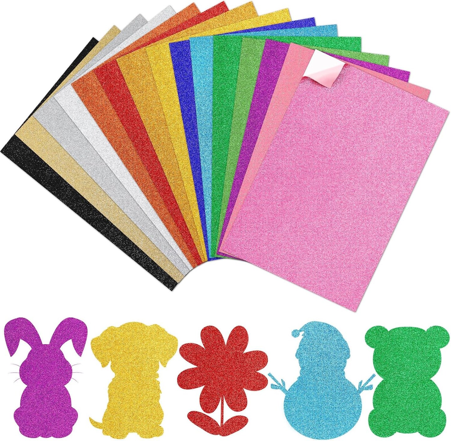 15 Pack Self Adhesive Glitter Foam Sheets for Crafts