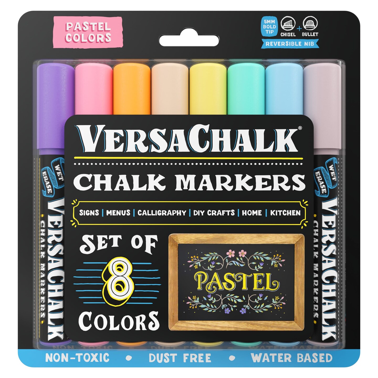 VersaChalk Pastel Liquid Chalk Markers, Set of 8- 5mm Tip
