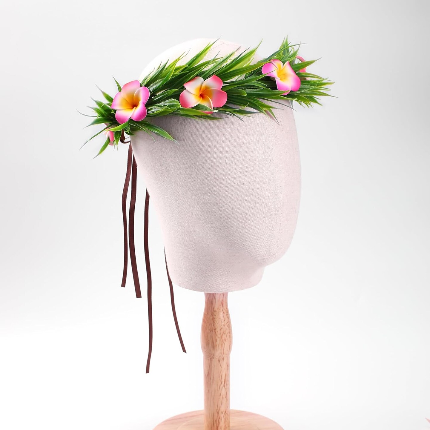 Hawaiian Flower Crown Headband - 3 Pcs Hawaiian Plumeria Flower Hair Clips Pink