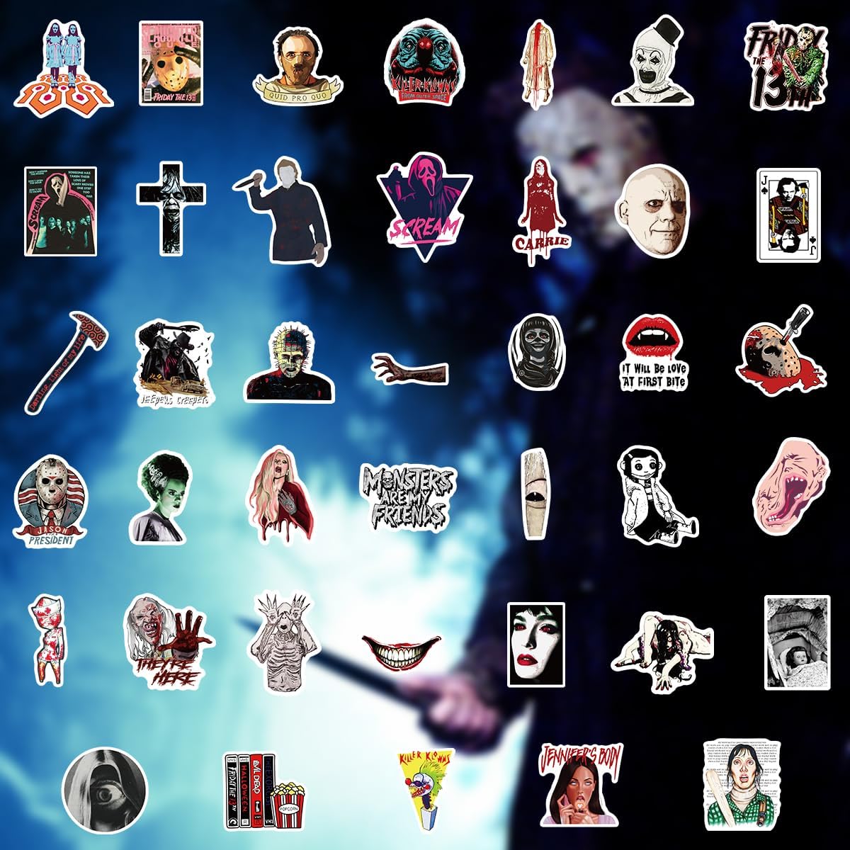 100 Pcs Horror Stickers, Horror Gifts, Horror Movie Stickers