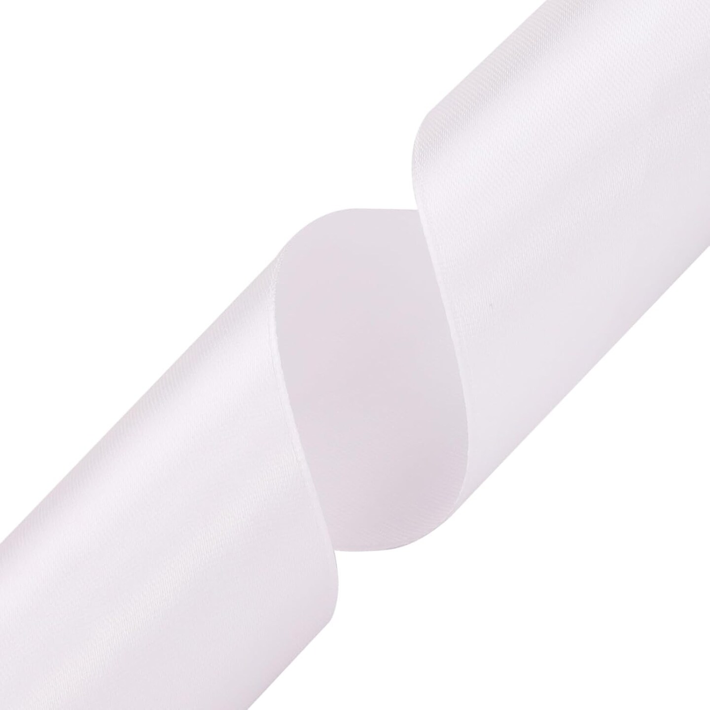 2 inch White Satin Ribbon 50 Yards Solid Fabric Ribbons Roll