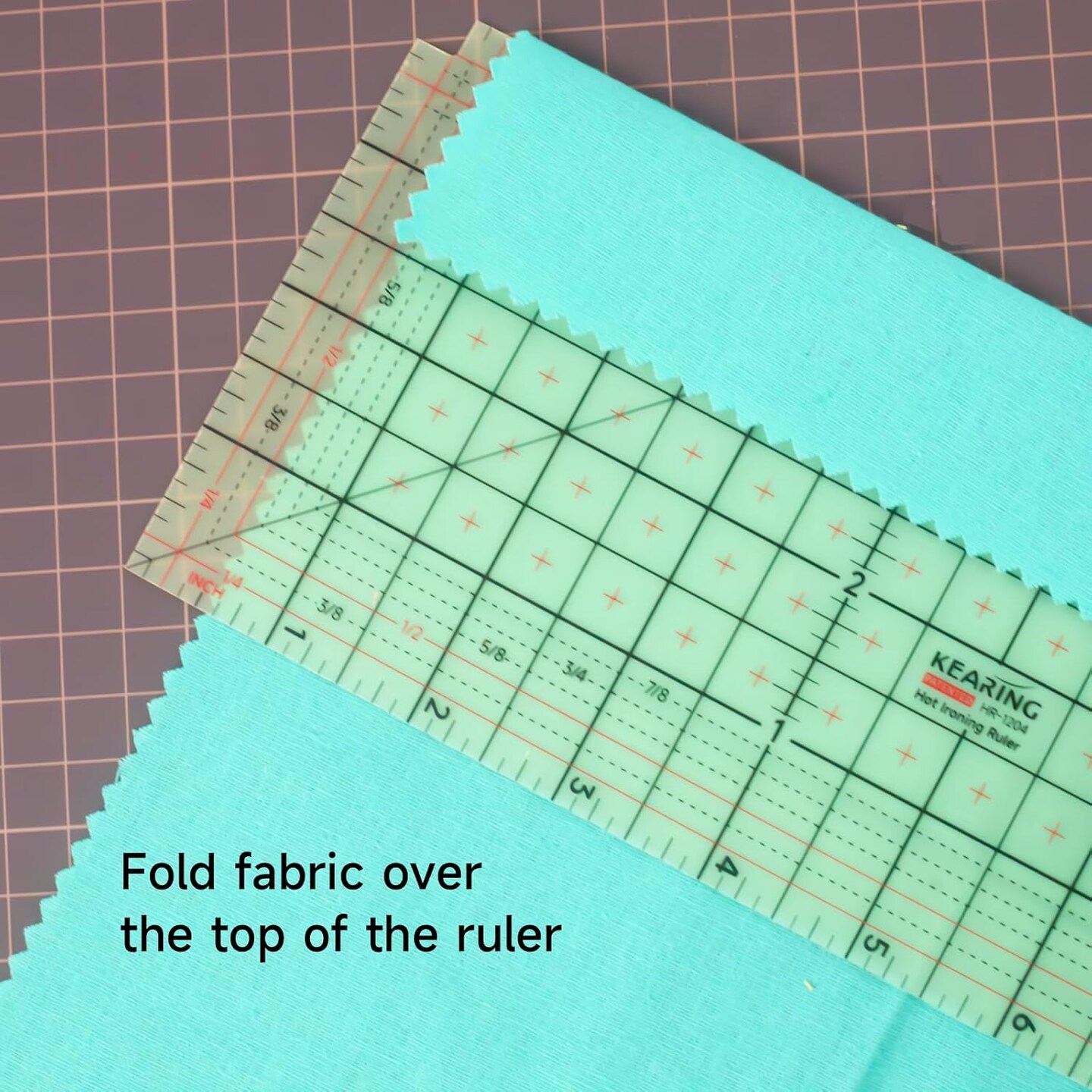 Kearing® Hot Hem Ruler for Sewing, Patented Heat Resistant Non-Slip Hot Ironing Ruler for Measure, Mark, Fold, Press with Dry or Steam Iron