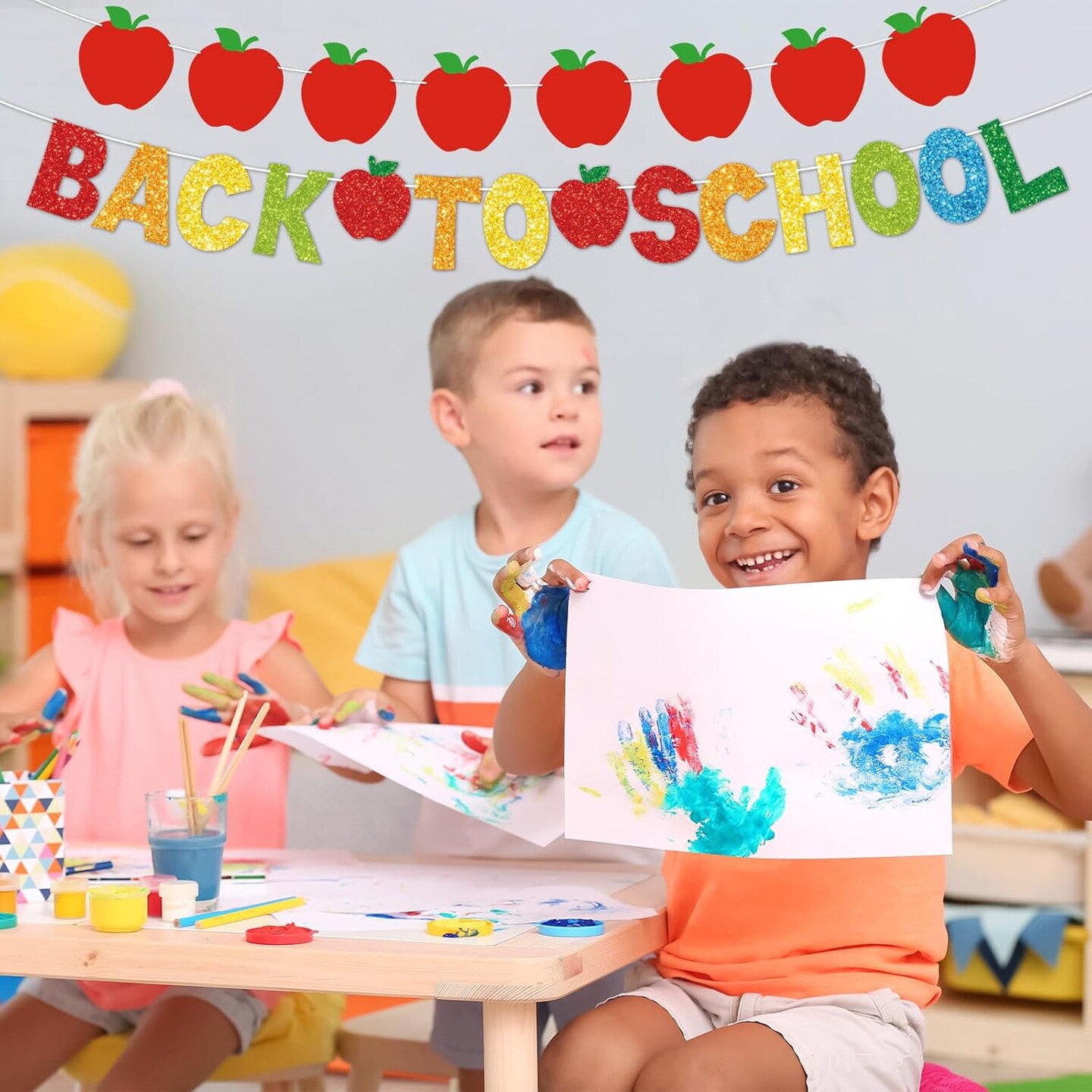 5Pcs Colorful Welcome Back to School Garland Glittery Hanging Banner