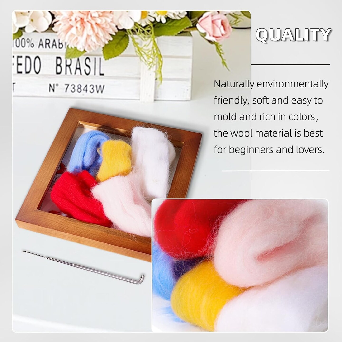 Needle Felting Starter Kit for Beginners Adults - All-in-One Wool Craft Set with Needles, Foam Pad, Frames &#x26; Step-by-Step Guide - DIY Supplies for 3D Animals, Home Decor &#x26; Unique Gifts