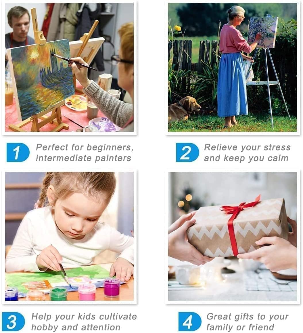 Paint by Numbers for Adults and Beginner, 4 Pack Van Gogh Starry Night, Without Frame DIY Oil Painting Acrylic Paints, Home Wall Decor Gift (16x19inch)