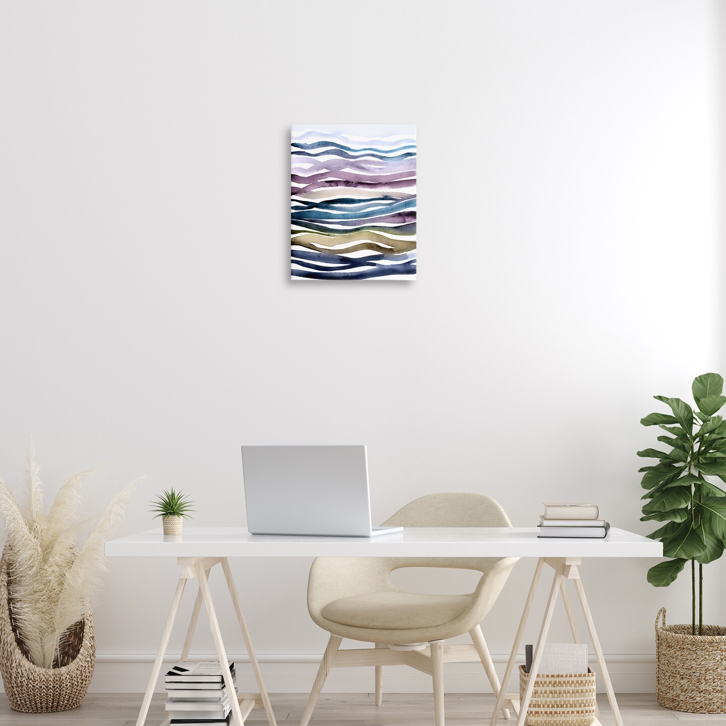 Stupell Industries Muted Watercolor Waves Canvas By Lisa Nohren