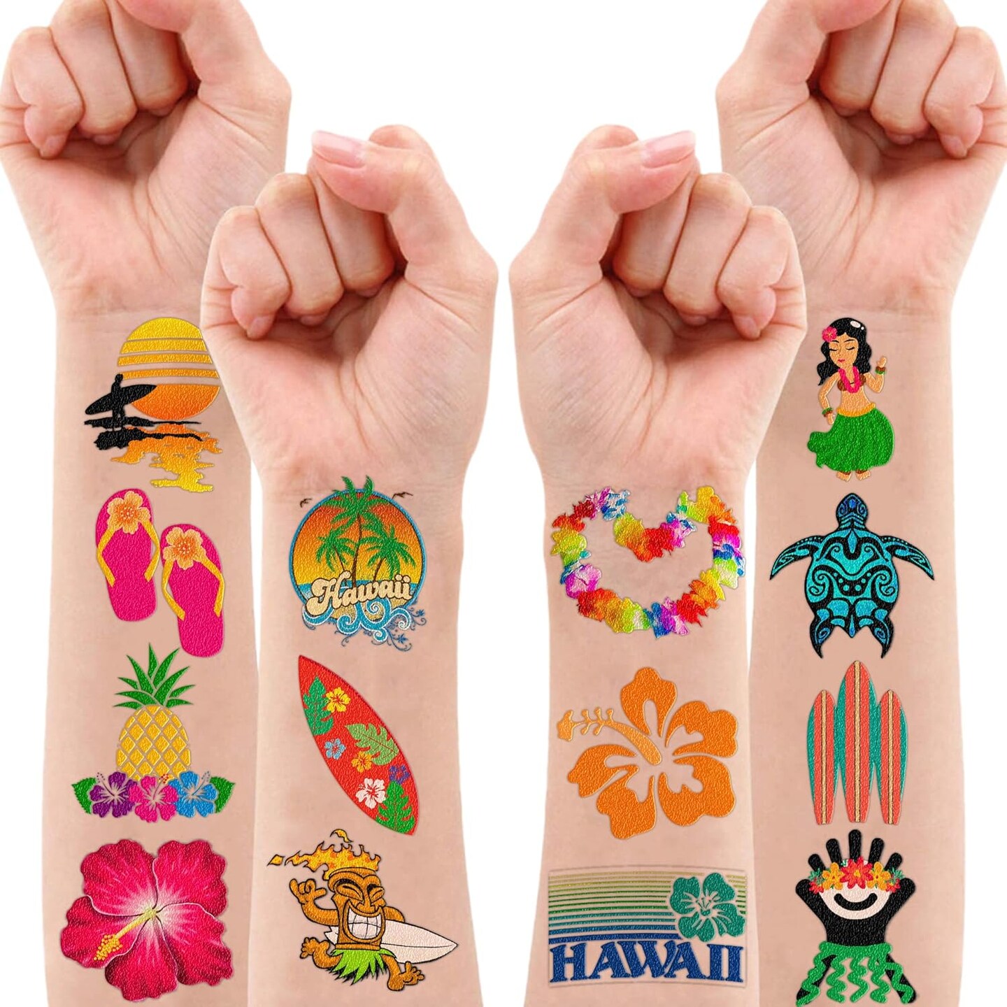 Hawaiian Luau Tattoos Temporary Theme Birthday Party Decorations