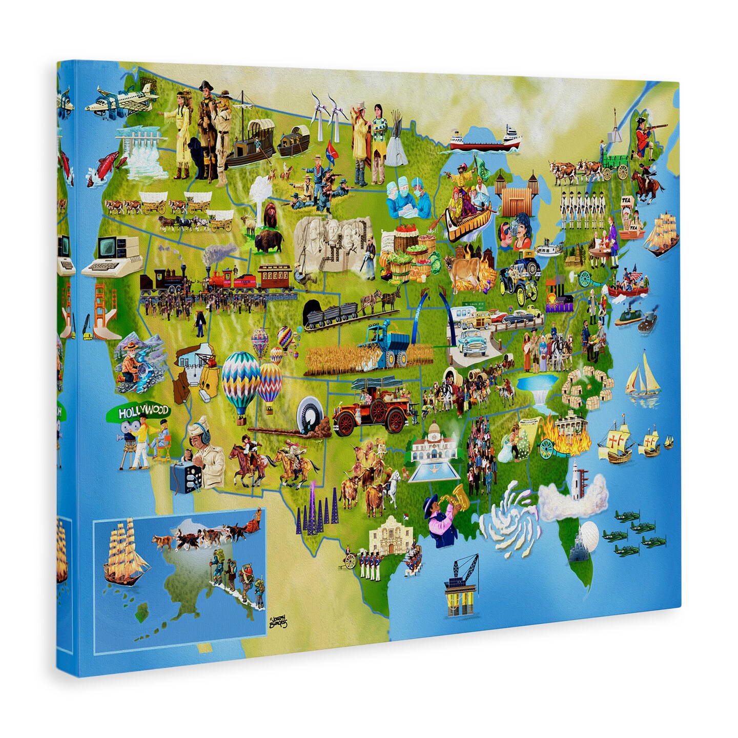 Stupell Industries US History Landmark Map Canvas By Joseph Burgess
