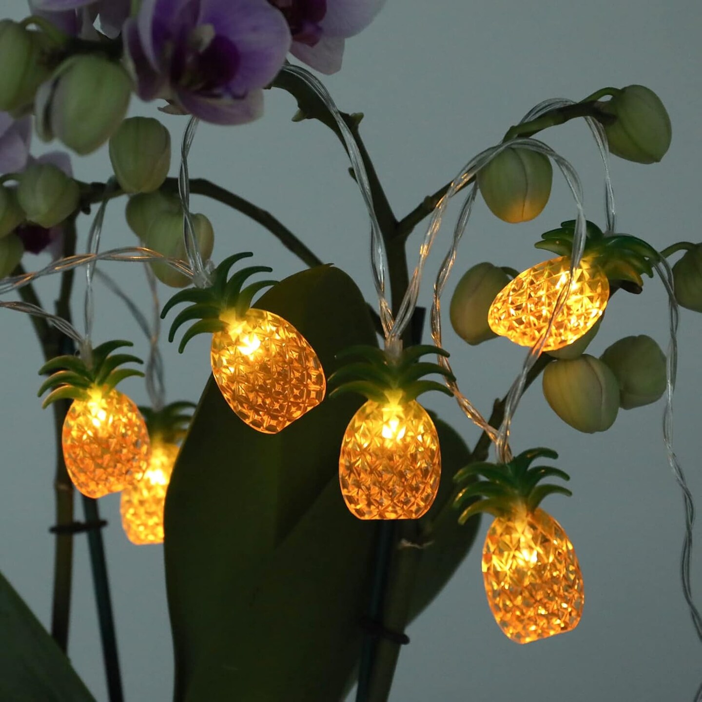 2 Packs Pineapple String Lights - Battery Operated with 20 Fun Patio Lights for Party