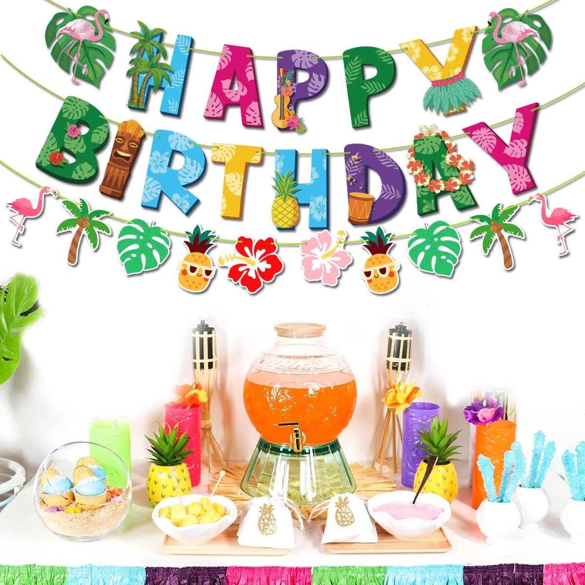 Summer Party Happy Birthday Banner