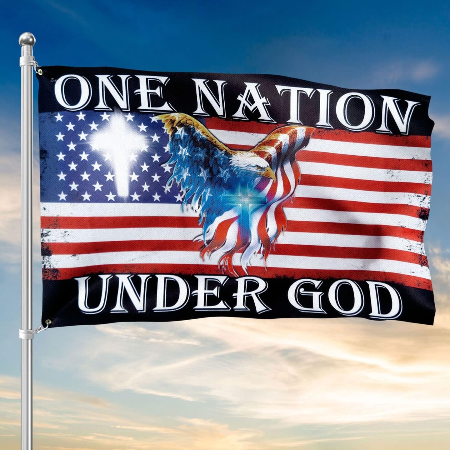 4x6 Patriot American Flags, One Nation Under God American Eagle Flag