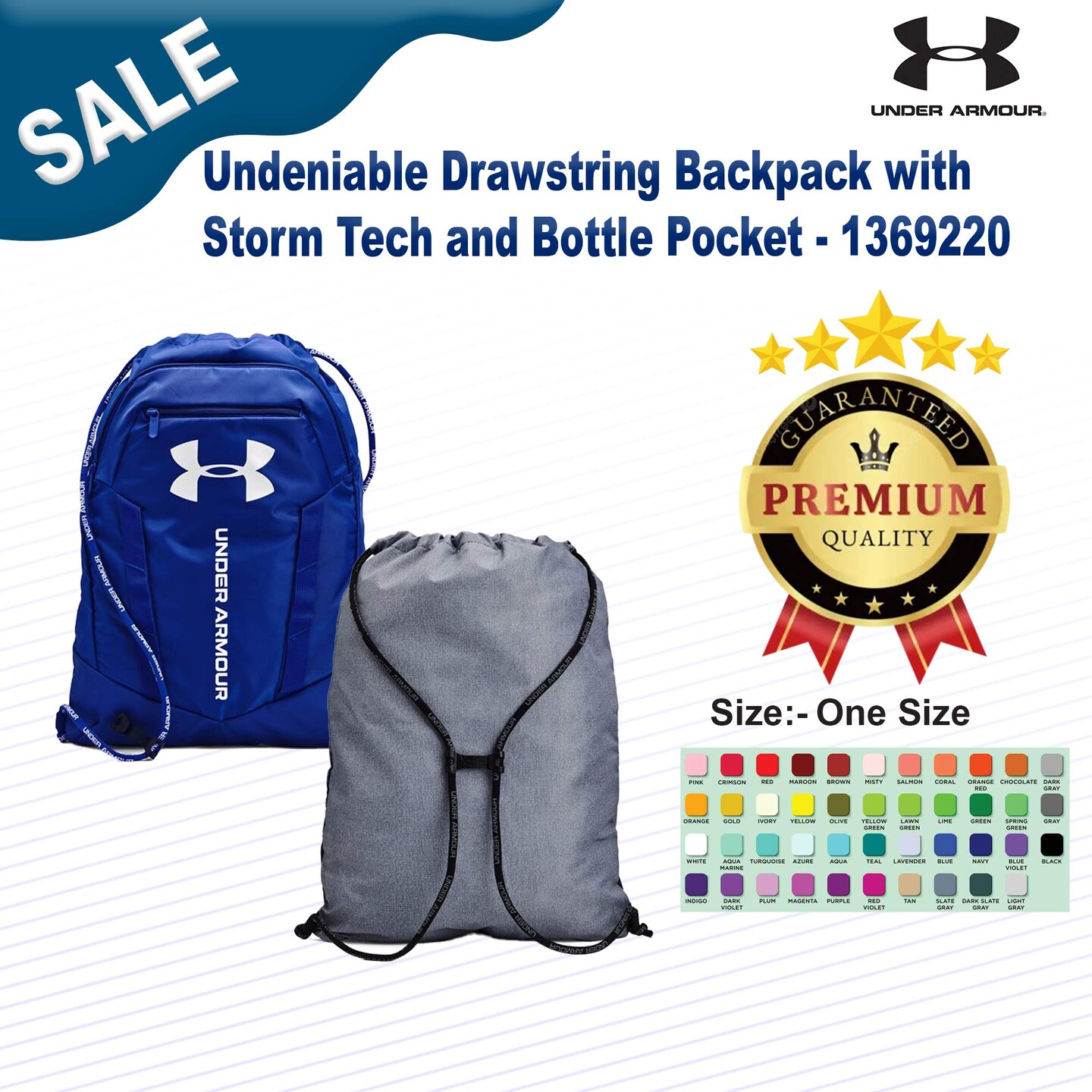 Under Armour® Undeniable Drawstring Backpack with Storm Tech and Bottle Pocket