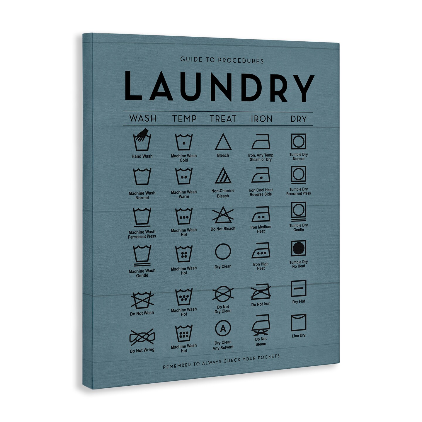 Stupell Industries Detailed Laundry Symbols Guide Canvas By Lettered and Lined