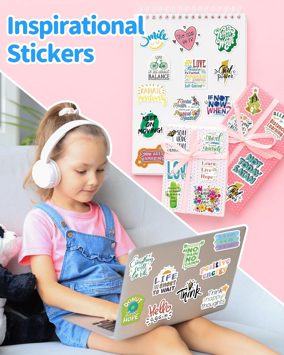 300 PCS Inspirational Stickers for Adults, Scrapbook Vision Board Supplies Motivational Stickers for Water Bottles Laptop